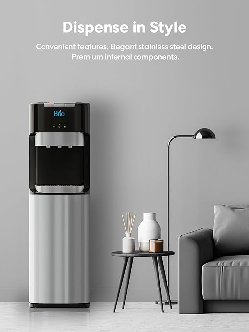 Brio 400 Series Self-Cleaning UV Bottleless Water Cooler Dispenser - with 2-Stage Water Filter and Installation Kit, Tri Temp Dispense, Child Safety Lock - UL Approved