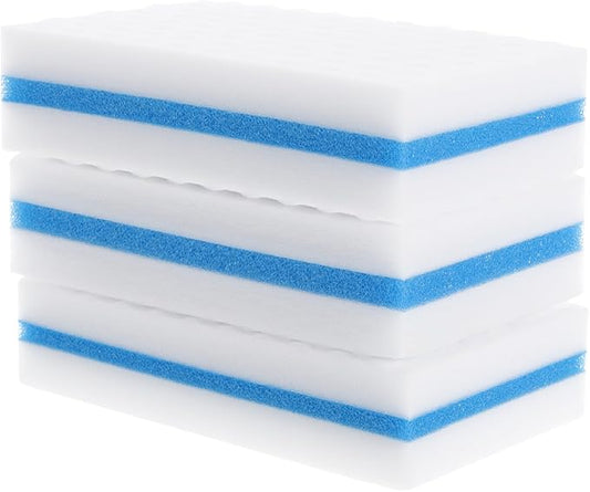 Luxshiny 10pcs Three-Layer Reusable Kitchen Sponge Scrubber Lightweight Quick-Dry Non-Scratch Dishwashing Pads for Multi-Surface Cleaning