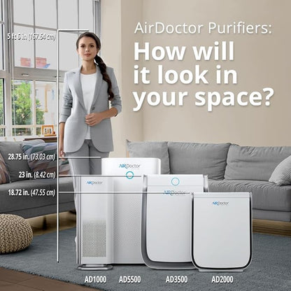 AIRDOCTOR AD5500 HEPA and VOC Air Purifier for Extra Large Spaces & Open Concepts with UltraHEPA, Carbon & VOC Filters - Captures particles 100x Smaller than HEPA Standard (AirDoctor 5500)