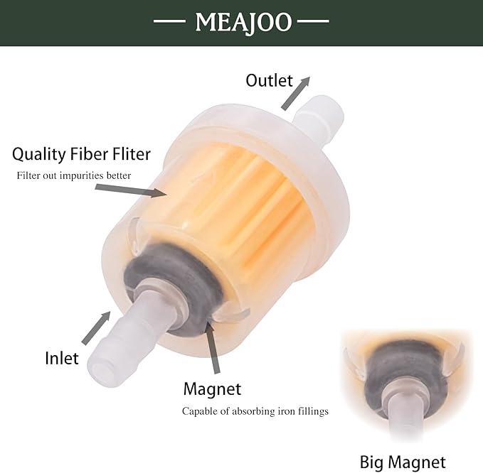 10PCS 1/4 Inch Gas Inline Fuel Filters, with magnet, Universal for Stratton Small Engine, Kohler, Kawasaki, Birggs, John Deere, Gasoline Generator Lawn Mower Motorcycle