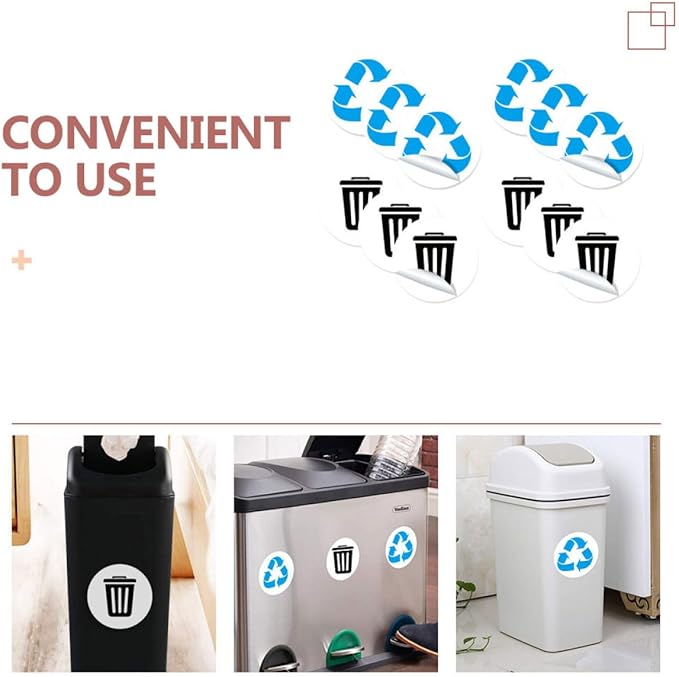 DOITOOL 12pcs Trash Can Recycling Stickers PVC Waste Sorting Decals Removable Self-Adhesive Encourage for Home Office