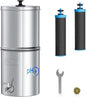 [Alkaline] Waterdrop Gravity-fed Water Filter System, Increase PH, Reduces Lead and up to 99% of Chlorine, with 2 Black Carbon Filters and Metal Spigot, King Tank Series, 2.25G