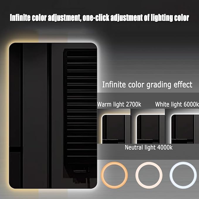 Bathroom Mirror with LED Lights, Backlit Illuminated Bathroom Mirror Wall Mounted Multifunction Vanity Mirror with 3 LED Light Color Dimmable and Demister Pad,(A,H70*W90CM/H27.5*W35.4IN)