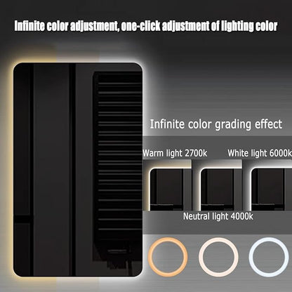 Bathroom Mirror with LED Lights, Backlit Illuminated Bathroom Mirror Wall Mounted Multifunction Vanity Mirror with 3 LED Light Color Dimmable and Demister Pad,(A,H75*W100CM/H29.5*W39.3IN)