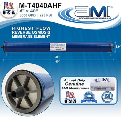 APPLIED MEMBRANE INC | Reverse Osmosis Membrane Element for Tap Water | High Flow 3000 GPD at 225 psi | 99.5% Rejection | Replacement Commercial RO Membrane