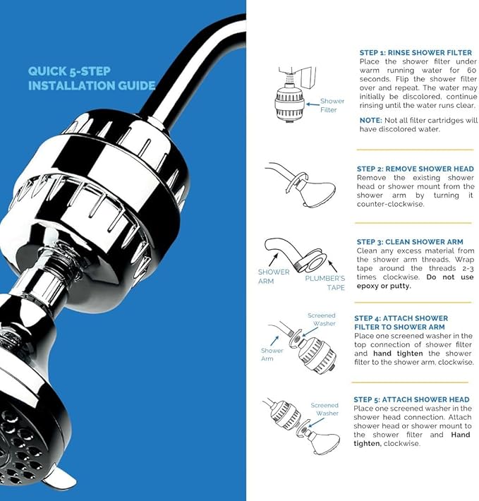AquaBliss High Output Universal Shower Filter with Replaceable Multi-Stage Filter Cartridge – Transform Itching, Eczema & Acne into Glowing Hair, Nails & Skin Fast - Chrome (SF220) (Pack of 2)