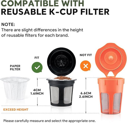 Disposable Paper Coffee Filters K Cup Paper Filters for K-eurig Single Brewer Reusable Cups, K-Cup Coffee Pods, Fit Most K eurig Single Serve Filter Brands Coffee Pods (White 100 count, Small)