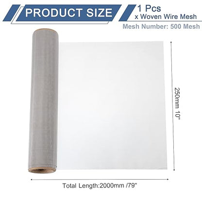 uxcell 500 Mesh 79" x 10" Woven Wire Mesh, 316 Stainless Steel Air Vent Filter Screen, Window Screen Mesh for DIY Projects Vents Cover Filtration Animals Fence