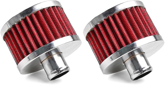 MUGE RACING 23mm Car Air Filter Universal Cold Air Intake Filter High Flow Vent Valve Cover Breather Filter (Red- 2 Pcs)