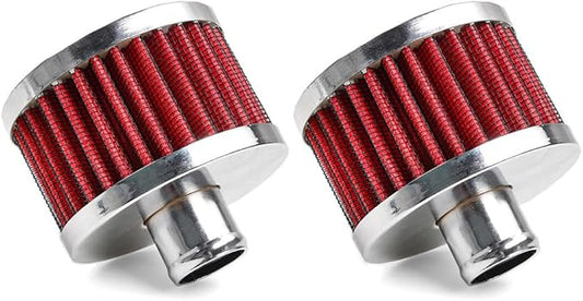 MUGE RACING 23mm Car Air Filter Universal Cold Air Intake Filter High Flow Vent Valve Cover Breather Filter (Red- 2 Pcs)