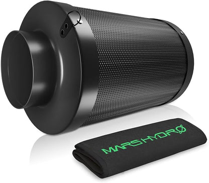 MARS HYDRO 4 Inch Carbon Filter, Inline Air Filter Odor Control with Australian Virgin Charcoal, Carbon Filter for Inline Fan, Grow Tent, Hydroponics, Pre-Filter Included, Reversible Flange