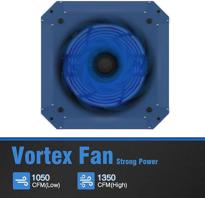 360 Degree Intake Air Filtration System Woodworking, 1050 CFM Hanging Air Filter with Strong Vortex Fan for Wood Workshop, Garage, Shop Dust Collectors, Up to 1700 sq. ft, Kingmaster F12