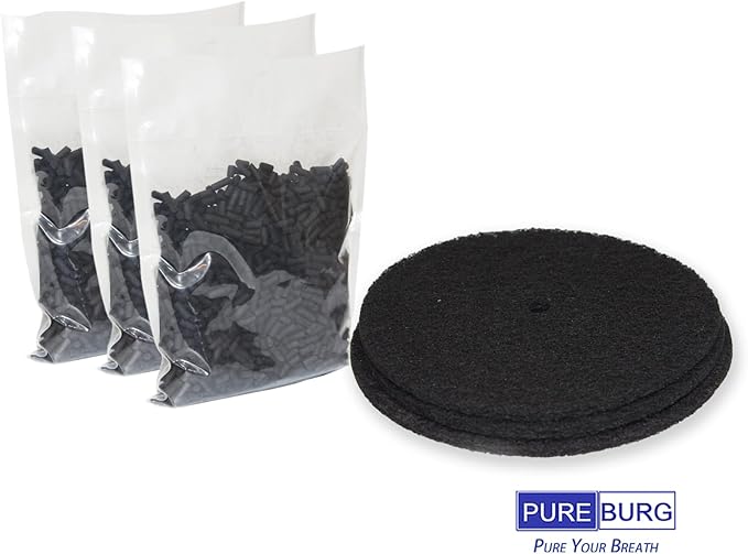 PUREBURG FC-50 Odor Absorbing Carbon Refills Pack Compatible with Vitamix FoodCycler FC50, Collecton Lid Filter Carbon filters 3+3