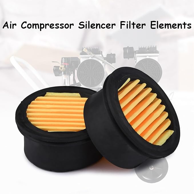 4Pcs Air Compressor Silencer Filter Elements, Air Compressor Intake Filter Sound Muffler Silencer Intake Paper Replacement Elements