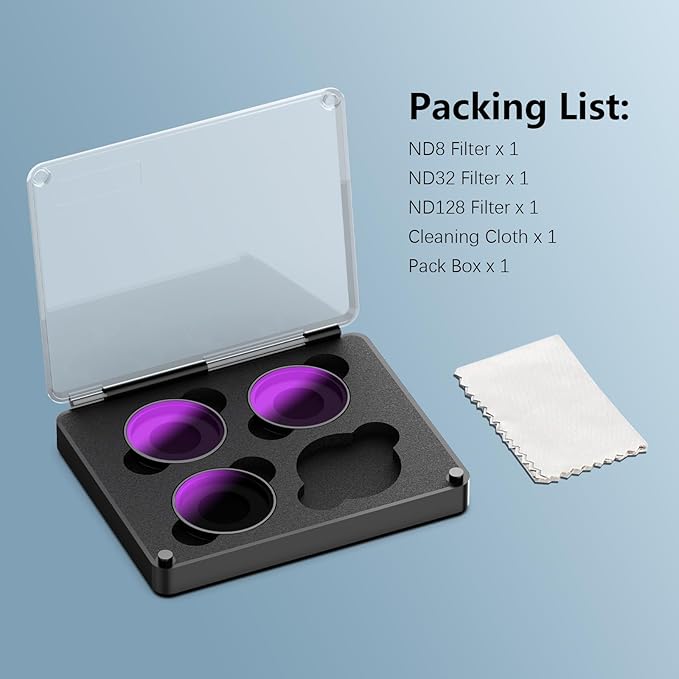 AMAZEAR ND Filters Kit for Insta360 GO Ultra Accessories (3 Pack), Insta 360 ND8 ND32 ND128 Optical Glass Pro Lens Filters with Multi Coating for Cinematic Motion Blur and Light Reduction