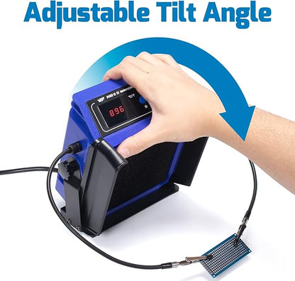 WEP 948DQ-III Fume Extractor Double Filtering with 110W Soldering Iron Station 2-in-1 Solder Smoke Absorber, with PID Control, ℉/℃, Sleep Mode, Tip Cleaner, 3 Soldering Tips, 35g Solder