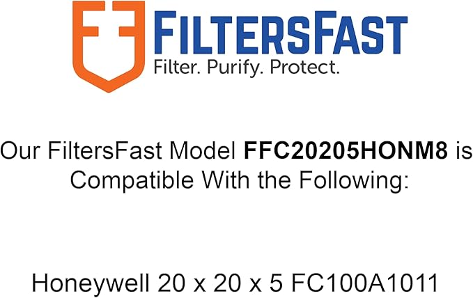 Filters Fast Compatible Replacement for Honeywell 20x20x5 Air Filter MERV 8 FC100A1011 Pleated AC Furnace Air Conditioner Filters Actual Size: 19.75 x 19.875 x 4.375, 2-Pack