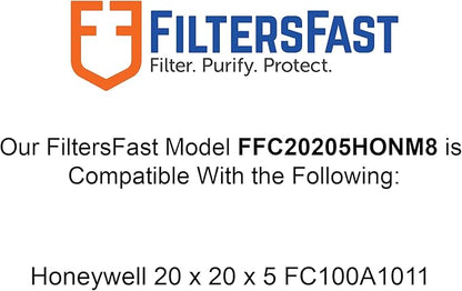 Filters Fast Compatible Replacement for Honeywell 20x20x5 Air Filter MERV 8 FC100A1011 Pleated AC Furnace Air Conditioner Filters Actual Size: 19.75 x 19.875 x 4.375, 2-Pack