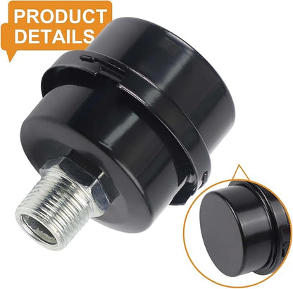 Air Compressor Air Filter Replacement for 16.5 x 11 x 3 cm Pump Accessories, Steel Construction with 20mm Thread, Black Intake Filter for Quiet Mode Operation