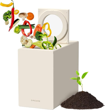 Dreame Electric Composter for Kitchen, Smart Control High-Temp Auto-Cleaning, Odorless, Trion Triple-Blade System, Washable Carbon Filter, 27dB Quiet, Safety Lock, 2.5L Capacity Compact Design