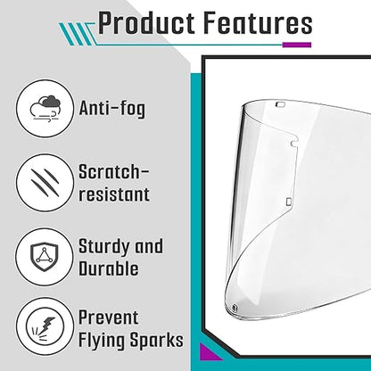 4 Pcs Face Shield Replacement Window Compatible with Jackson Safety Premium Face Shield Mask, Protective Lens for Grinding and Welding, Durable and Scratch-Resistant, Clear Tint, Uncoated