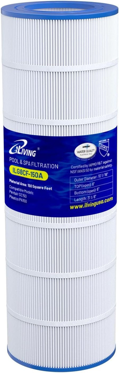 iLiving ILG8CF150A Premium Pool & Spa Filter Cartridge - Industrial-Strength Replacement for Pentair CC150/CCRP150, Unicel C-9415, Filbur FC-0687, Pleatco PAP150 | Fits Major Brands