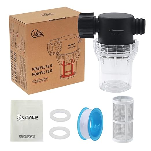 GIEX 30 Mesh Garden Hose Filter with Quick Connect, 3/4" GHT Thread Sediment Trap for Rainwater Collection, RV Gray Water & Washing Machine Discharge
