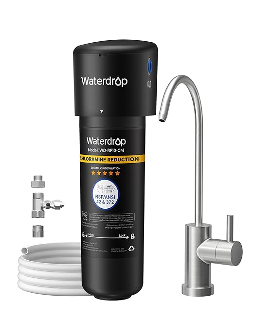 Waterdrop 10UB-CM 6 Months Under Sink Water Filter (Include: System+ 𝐅𝐚𝐮𝐜𝐞𝐭) for 99% Chloramine Reduce- Ideal for California, Florida and Washington- NSF/ANSI 42 Certified- with Faucet