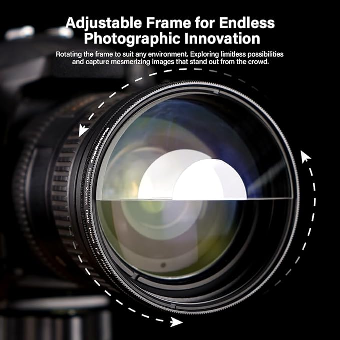 Walking Way 77mm Split Halo FX Prism Lens Filter, Rotating Half-Frame Blur & Halo Effect Filter for Portraits, Creative Photography & Video, Durable Optical Glass