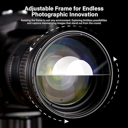 Walking Way 77mm Split Halo FX Prism Lens Filter, Rotating Half-Frame Blur & Halo Effect Filter for Portraits, Creative Photography & Video, Durable Optical Glass