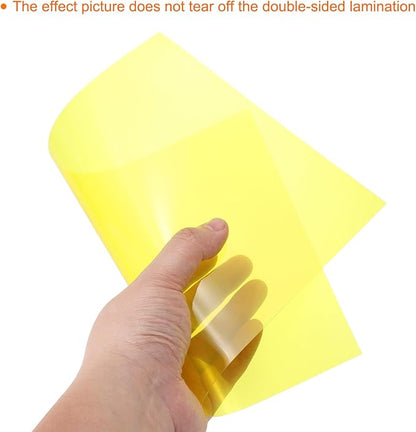 uxcell 4Pcs A4 Gel Light Lighting Filter Overlay Transparent Color Correction Plastic Vinyl PVC Sheets Photography Television Yellow,0.2mm