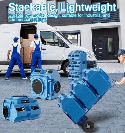 550 CFM Air Scrubber, Air Purifier with 3 Stage Filtration, Air Machine for Industrial and Commercial Use, Air Mover Dehumidifier with MERV-10 Filter, HEPA, Activated Carbon Filter (Blue)