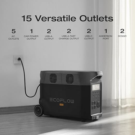 EF ECOFLOW 10.8kWh Portable Power Station: DELTA Pro with 2 Extra Battery, 120V Lifepo4 Battery Backup with Expandable Capacity, Solar Generator for Home Use, Power Outage, Camping, RV, Emergencies