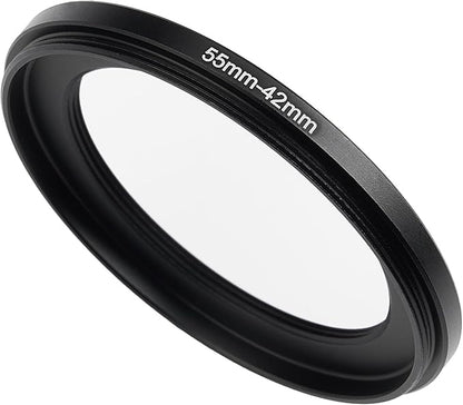 55mm to 42mm Step-Down Ring Filter Adapter,for All Brands UV ND CPL, Metal Ring Step-Down Rings Adapter Filter (55mm-42mm)