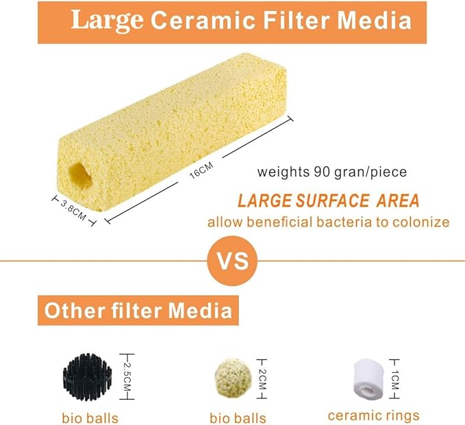 hygger 6.2-Inch Long Aquarium Bio Media Ceramic Filter Media Blocks for Sump Tank Pond Freshwater Fish Tank Filter Media (7.9 lbs,40-Pack)