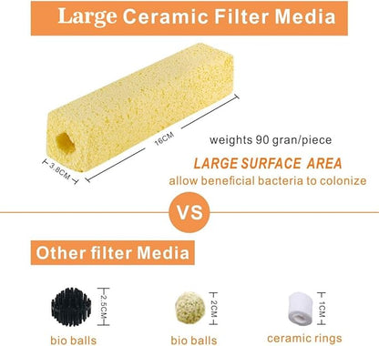 hygger 6.2-Inch Long Aquarium Bio Media Ceramic Filter Media Blocks for Sump Tank Pond Freshwater Fish Tank Filter Media (7.9 lbs,40-Pack)