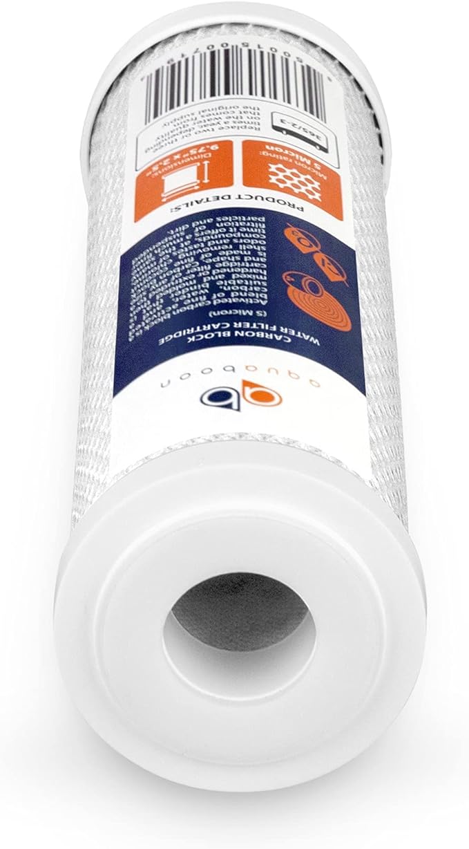 Aquaboon 5 Micron 10 x 2.5 Carbon Block Water Filter Cartridge CTO Whole House Water Filter Replacement Compatible with WHKF-WHWC, FXWTC, 6-PACK