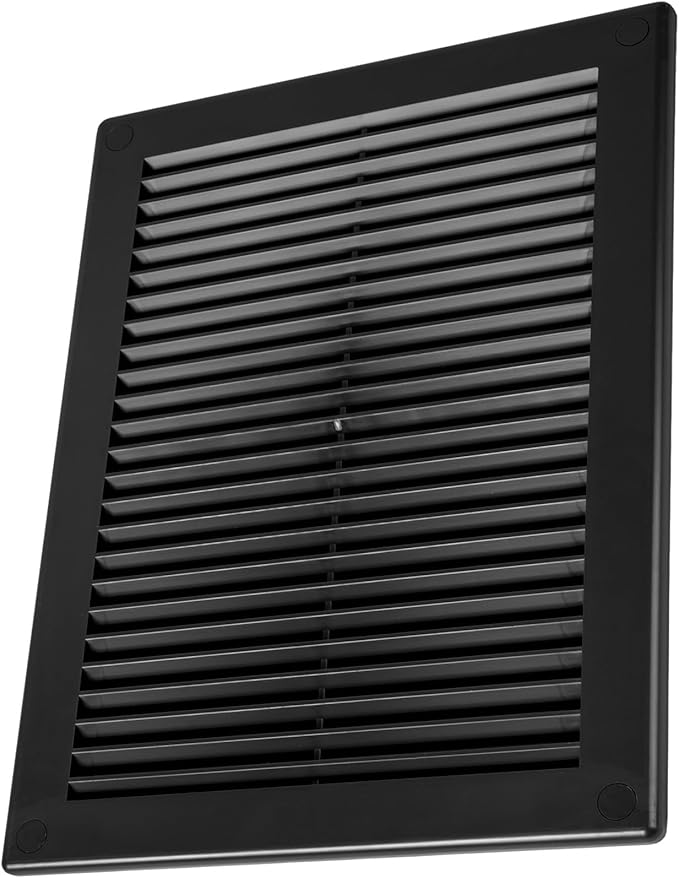 Vent Systems 5.5" x 8" Inch (Opening Dimensions) - Pack of 2 - Plastic Black Soffit Vent Cover - Flat Rectangular Air Vent Grille - Air Vent Deflector - HVAC 7" x 10" Inch (Overall Dimensions)