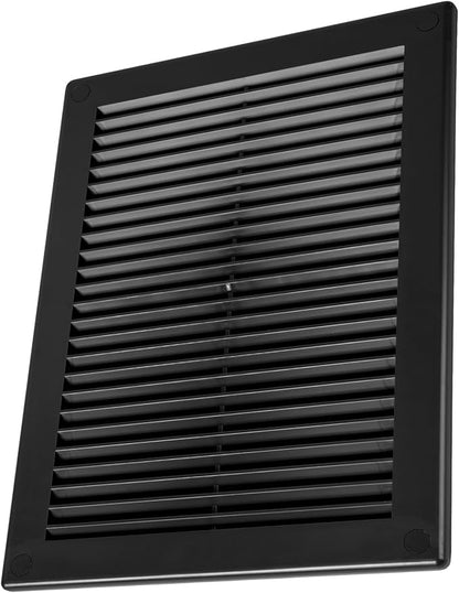 Vent Systems 5.5" x 8" Inch (Opening Dimensions) - Pack of 2 - Plastic Black Soffit Vent Cover - Flat Rectangular Air Vent Grille - Air Vent Deflector - HVAC 7" x 10" Inch (Overall Dimensions)