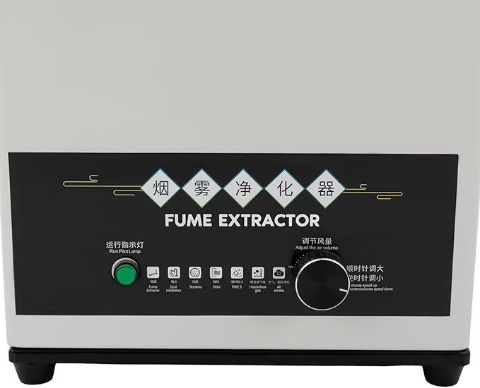 100W Fume Extractor Smoke Purifier,3-Stage HEPA Activated Carbon Filters, Low-Noise,225m³/h Air Flow, Tabletop Adsorption Filtration for Soldering,Smoke, Dust, Particles, Rosin, Hair