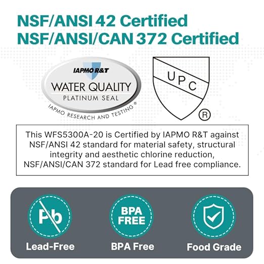 ICEPURE WFS5300A-20 5 Years or 40K Gallons Under Sink Water Filtration System, Ultra High Capacity NSF/ANSI CAN372 & 42 Certified, Direct Connect Drinking Faucet, Removes Chlorine, Odor, Heavy Metals