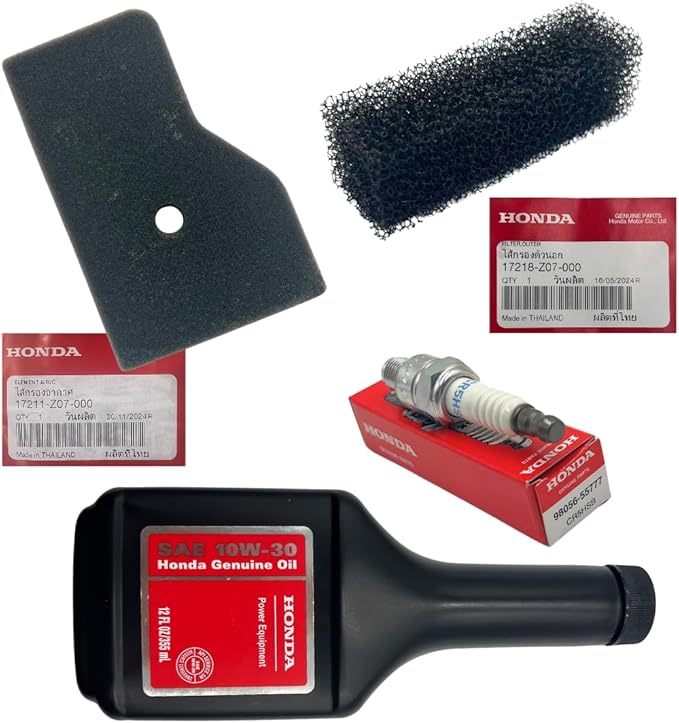 KINDZA Genuine Maintenance Tune Up Kit Fits Honda EU2000i EB2000i EU2200i EB2200i Generators OEM 17211-Z07-000 17218-Z07-000 Air Filter, Genuine 98056-55777 Spark Plug, Motor Oil