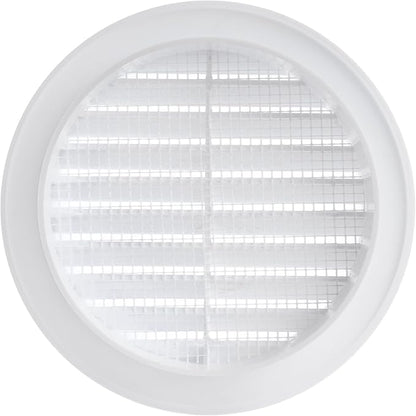 White 4" Inch Round Ventilation Grille with Insect mesh. (Duct 4Ø / Grille 5Ø) Ventilation Applications. Indoor and Outdoor Vent Cover. Available 3 Sizes / 4 Colors.