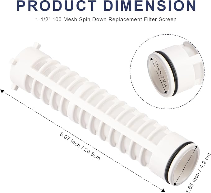 1-1/2" 100 Mesh Spin Down Sediment Replacement Water Filter Screen, Spin Down 1 1/2"-100 Sediment Filter Replacement for Rusco Vu Flow filter for Well Water Pump and Sprinkler Irrigation Filter System