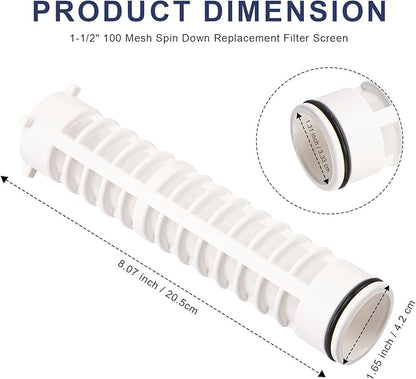 1-1/2" 100 Mesh Spin Down Sediment Replacement Water Filter Screen, Spin Down 1 1/2"-100 Sediment Filter Replacement for Rusco Vu Flow filter for Well Water Pump and Sprinkler Irrigation Filter System