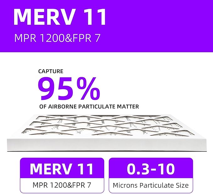14x24x1 MERV 11 (6-Pack) Pleated Air Filter (Actual Size: 13.75" x 23.75" x 0.75") MPR 1200 & FPR 7, Furnace Air Filters