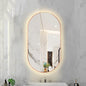 Oval LED Illuminated Bathroom Mirror, Wall-mounted Vanity Makeup Mirror with Demister Pad, 3 Dimmable Color Temperatures & Touch Control, Metal Frame Anti-Fog Lighted Wall Mirror ( Color : Rose Gold F