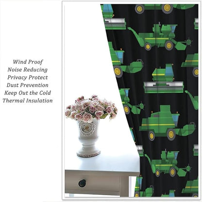 Kids Agriculture Machine Window Curtains, Farm Equipment Tractors Transport Combines Rod Pocket Decorative Windows Curtain for Boys Children Teens Room Decor 42x63in (30% Blackout)