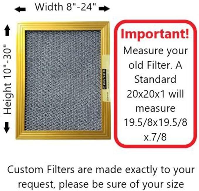 CARTER | Gold | MERV 8 | HVAC & Furnace Filter | *Limited Lifetime Warranty | Washable Electrostatic 18X25X1