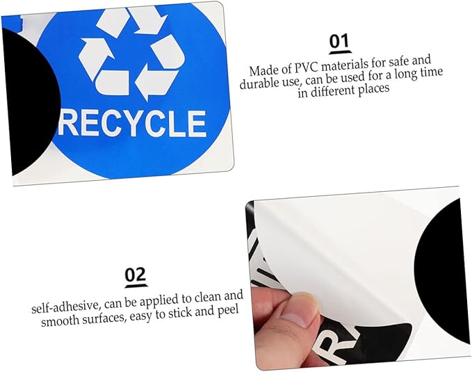8pcs Trash Can Stickers for Easy Waste Sorting Self-Adhesive Rubbish Bin Labels Black and Blue Decals for Recycling and Composting Use